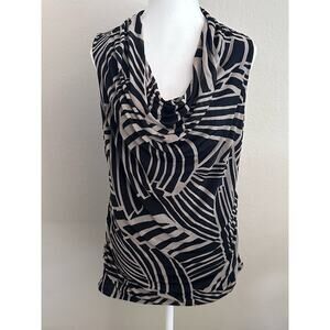 Dana Buchman Women’s Black/Khaki Sleeveless Cowl Neckline Knit Top - M